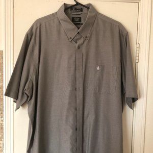 Nordstrom Classic Wrinkle-Free Short Sleeve Gray w/ White Pattern XXL
